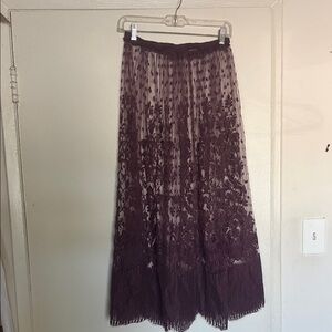 Chic Lace Maxi Skirt in Plum